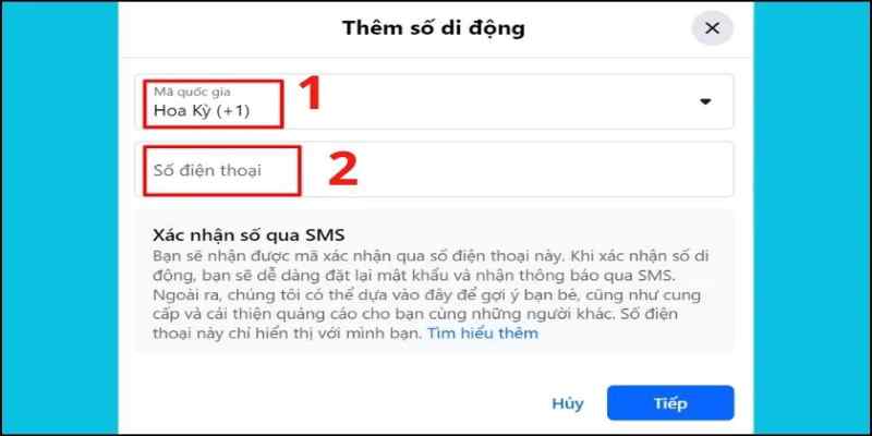 Thêm số điện thoại mới cho tài khoản Facebook bằng điện thoại