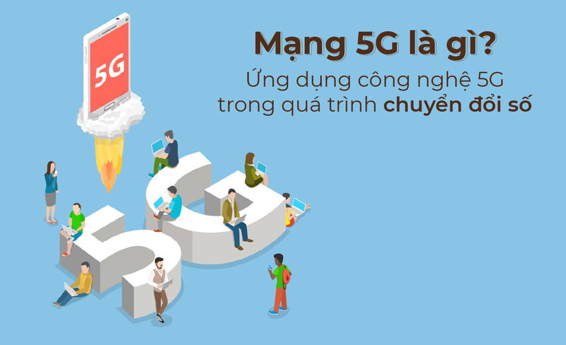 Ứng dụng mạng 5G với các thiết bị kết nối như điện thoại, máy tính và IoT