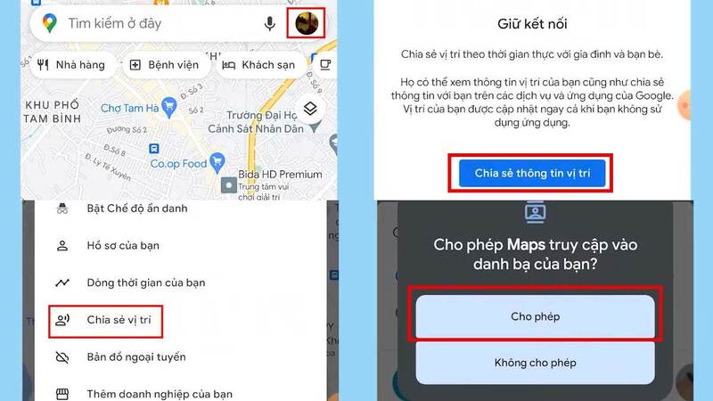 Màn hình máy tính hiển thị Google Map với kết quả vị trí