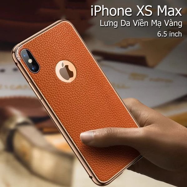 Ốp lưng da mạ viền kim loại iphone xs xs max 2
