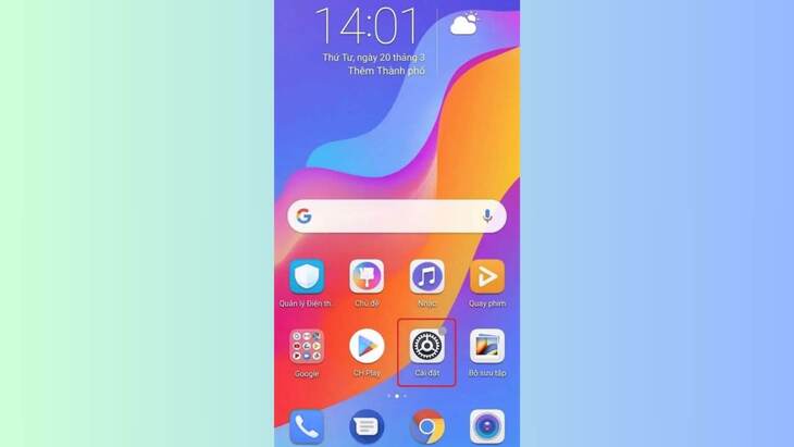 Nhấn chọn vào cài đặt trên điện thoại