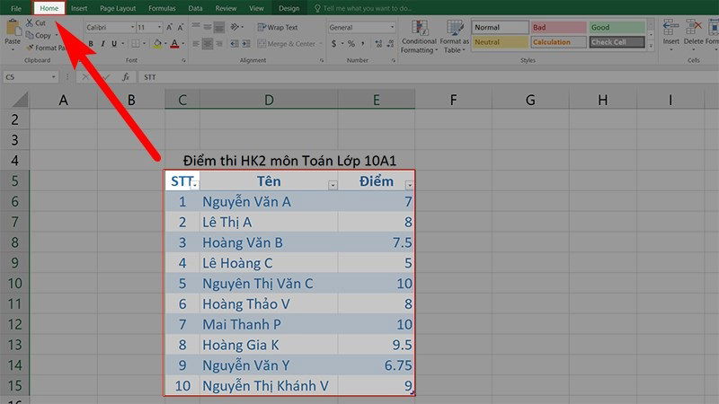 Cách xóa bảng trong Excel