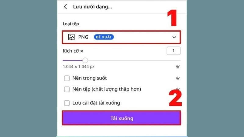 Định dạng file PNG khi tách nền trên Canva