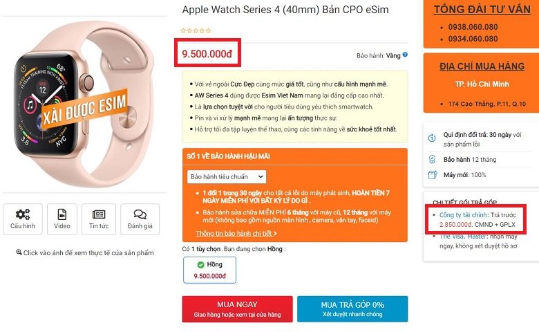 giá apple watch 40mm cpo esim