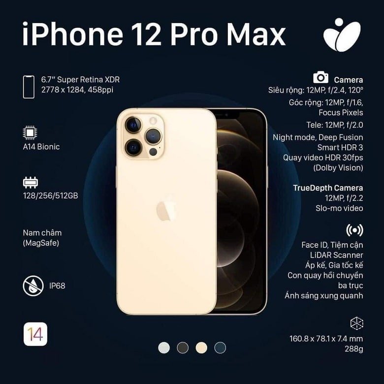 cấu hình iPhone 12 Pro/ 12 Pro Max