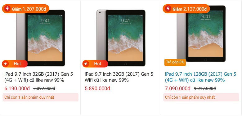 giá ipad gen 5 2017