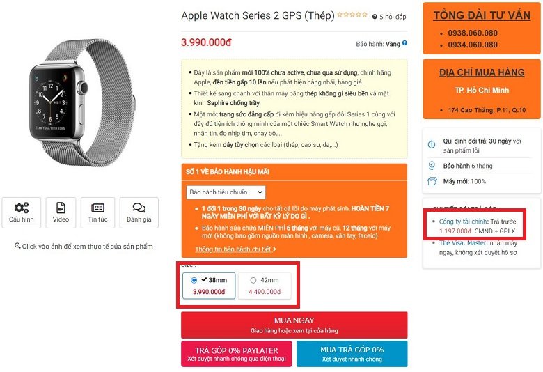 giá apple watch series 2 bản thép