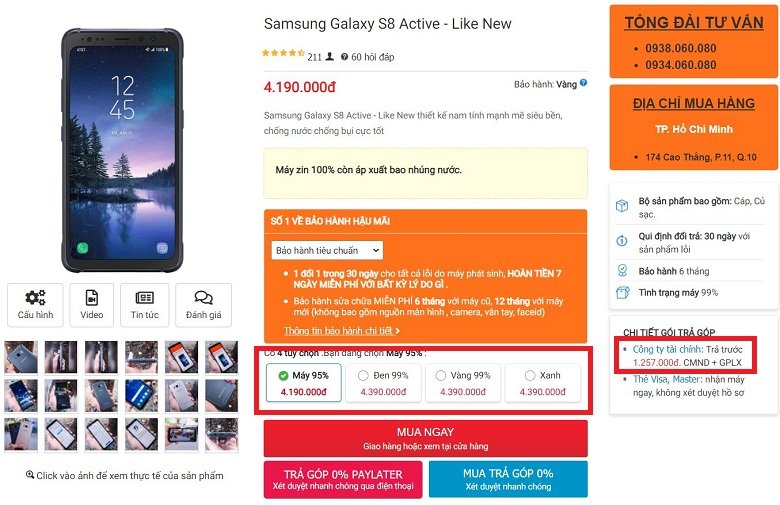 giá Samsung Galaxy S8 active