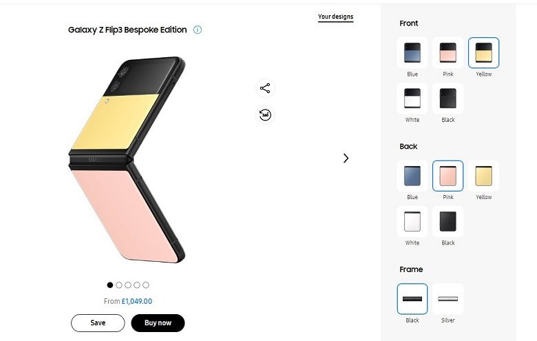 màu sắc Samsung Galaxy Z Flip 3 5G BeSpoke Edition