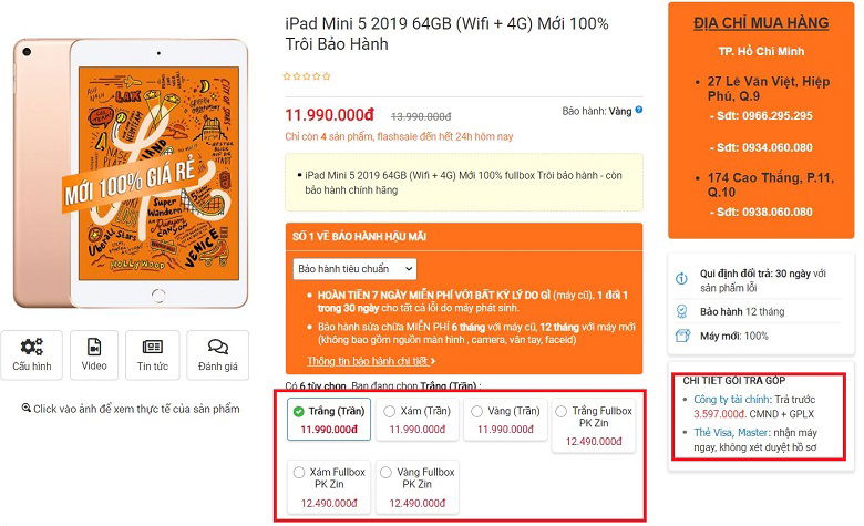 Mua ngay iPad Mini 5 64GB Mới 100% TBH 