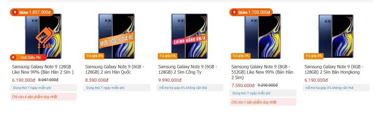 Mua ngay Samsung Galaxy Note 9 2 sim