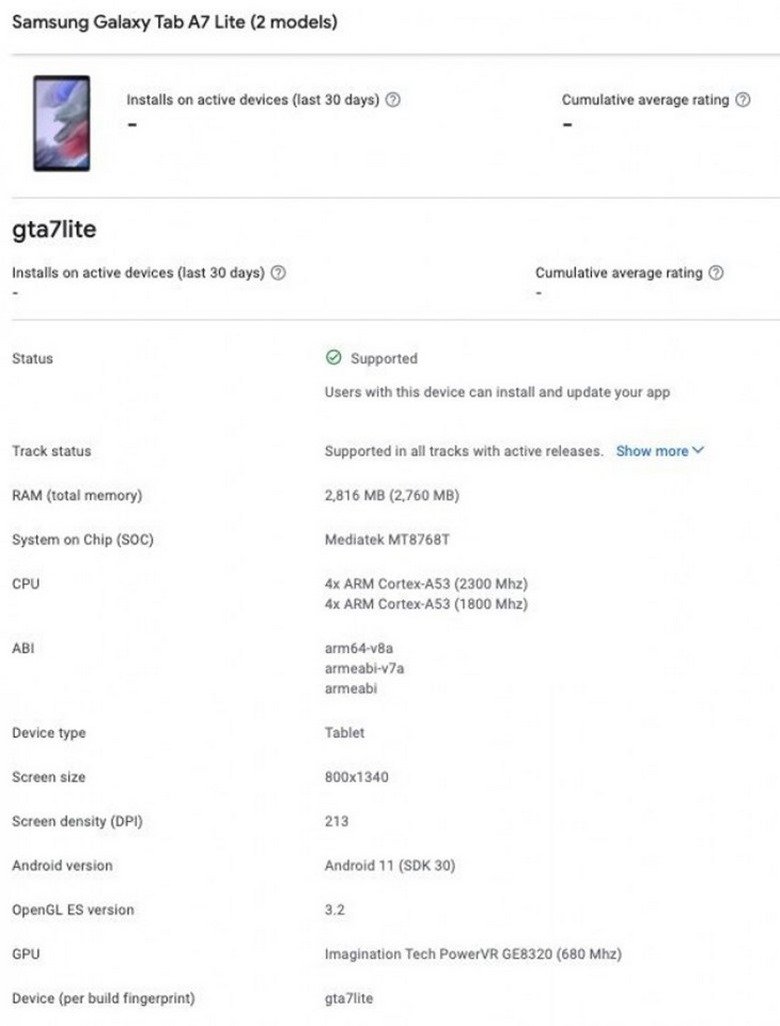 Galaxy Tab A7 Lite bản lte