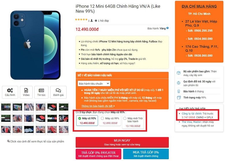 Mua ngay iPhone 12 Mini VN/A 99% rẻ nhất thị trường, hàng hiếm đẹp Keng