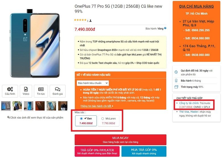 Đặt ngay OnePlus 7T Pro 5G giá rẻ nhất thị trường tại Viettablet
