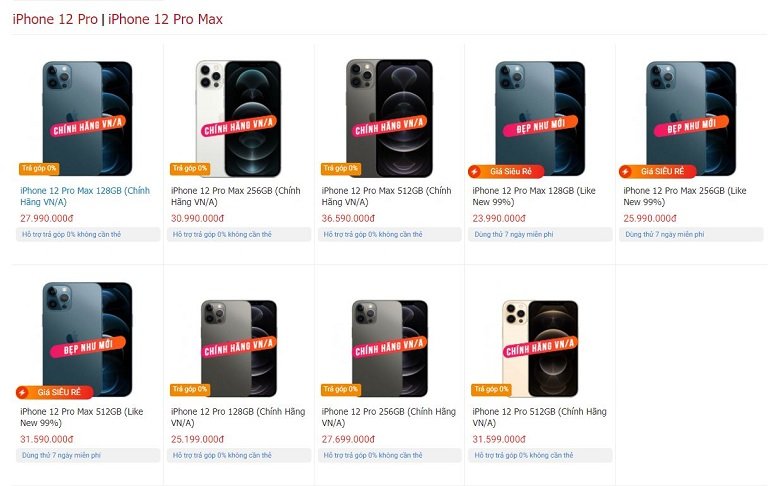 Giá iPhone 12 Pro Max tại Viettablet
