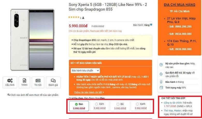 Mua ngay Sony Xperia 5 Like New