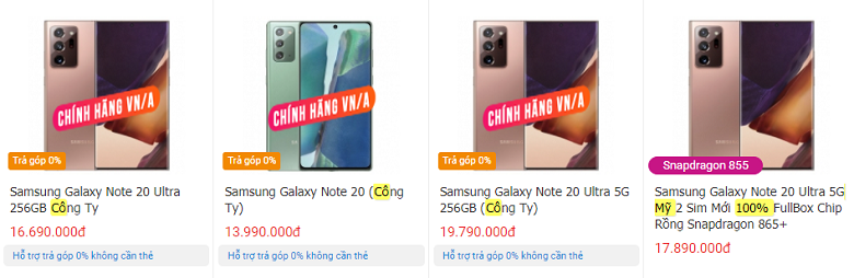 giá bán Samsung Galaxy Note 20