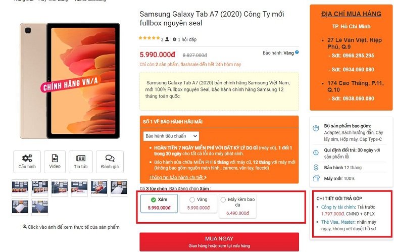 Mua ngay Samsung Galaxy Tab A7 (2020)