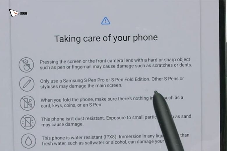cảnh báo màn hình Samsung Galaxy Z Fold 3 5G