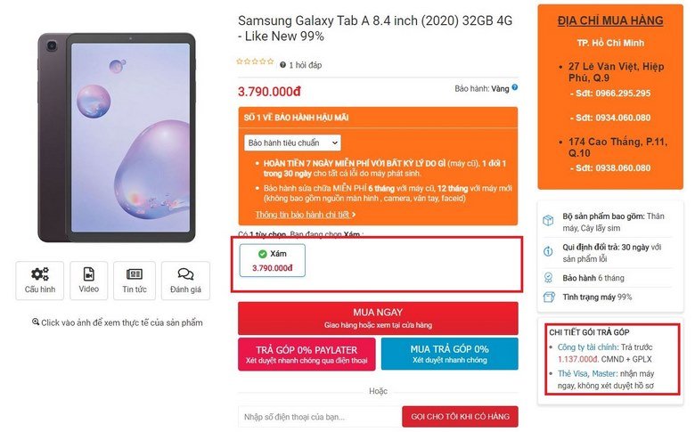 Mua ngay Samsung Galaxy Tab A 8.4 inch (2020)