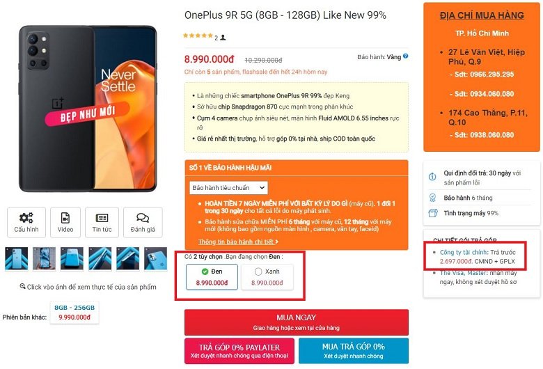 Mua ngay OnePlus 9R giá siêu rẻ tại Viettablet