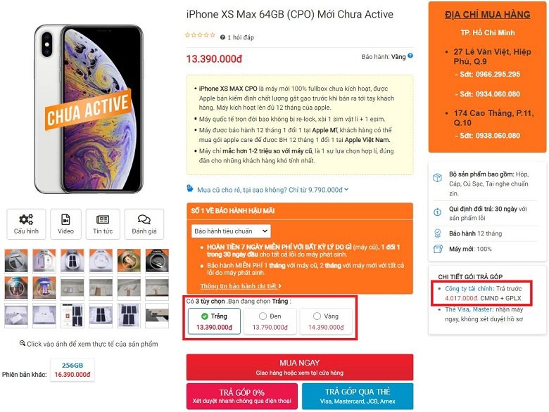 iPhone Xs Max CPO giá bán