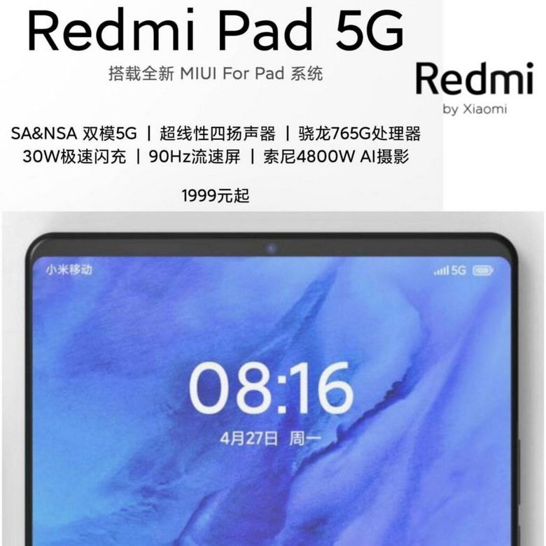 Giá bán Redmi Pad 5G