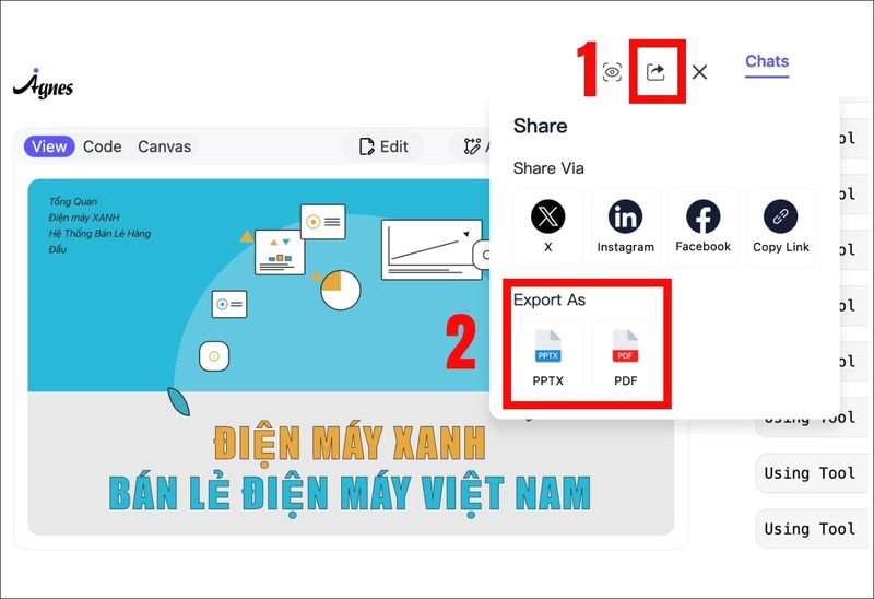 Xuất file thuyết trình từ Agnes AI sang định dạng PPT
