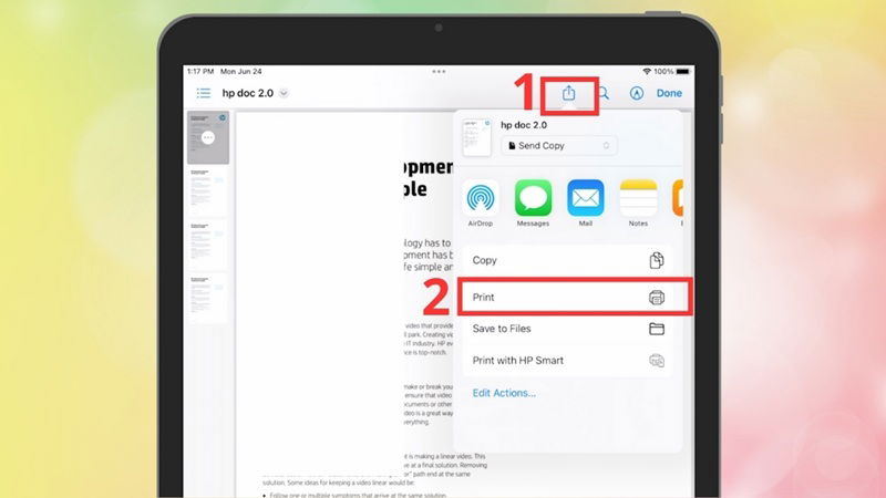 Tiến hành in thử tài liệu