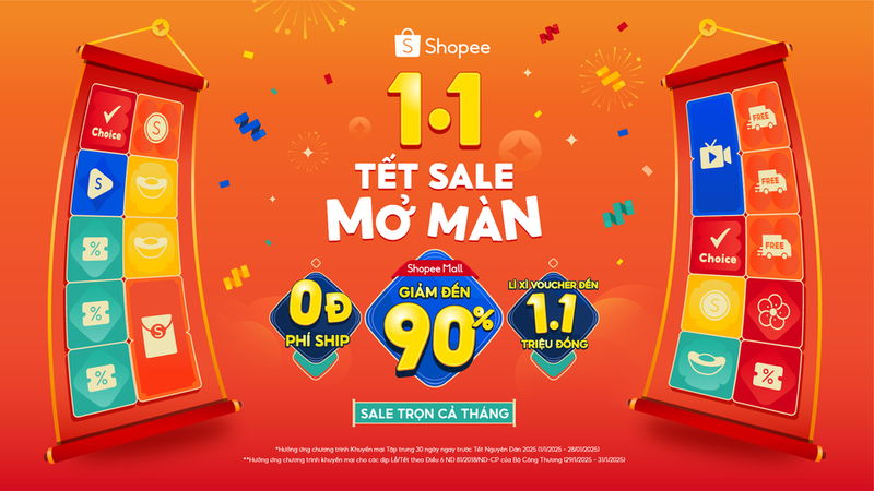 Hình ảnh chương trình 1.1 và Tết Nguyên Đán trên Shopee