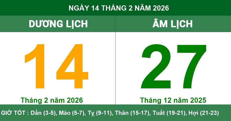 Hình ảnh lịch năm 2026 ngày 14/12