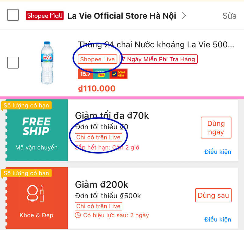 Thêm sản phẩm vào giỏ hàng và lưu voucher