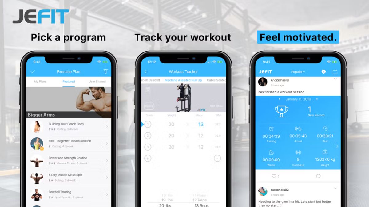 JEFIT Workout Planner – theo dõi lịch tập chi tiết