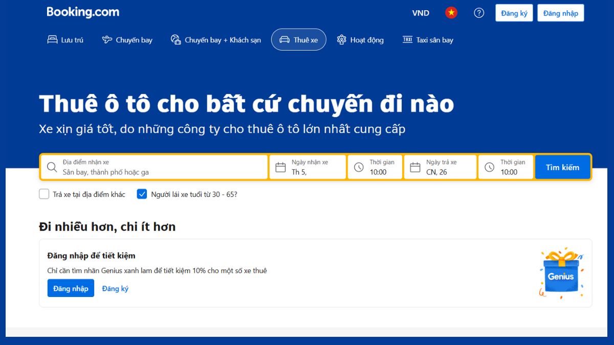 Booking – Nền tảng đặt dịch vụ đa dạng, có thuê xe tự lái
