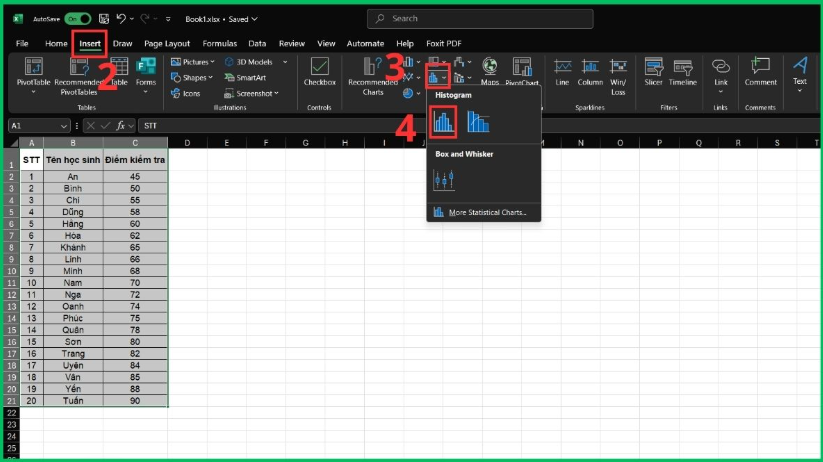 Cách tạo biểu đồ Histogram trong Excel