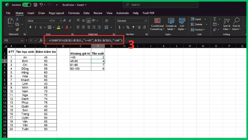 Vẽ biểu đồ Histogram bằng công thức trong Excel