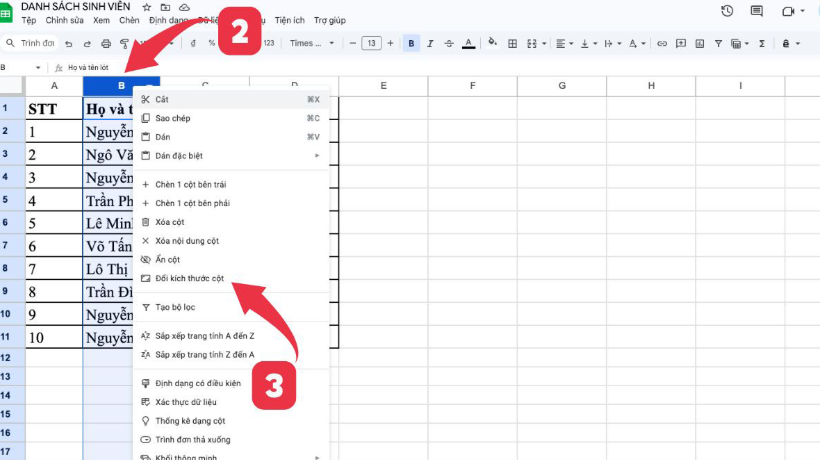Chọn tùy chọn thay đổi