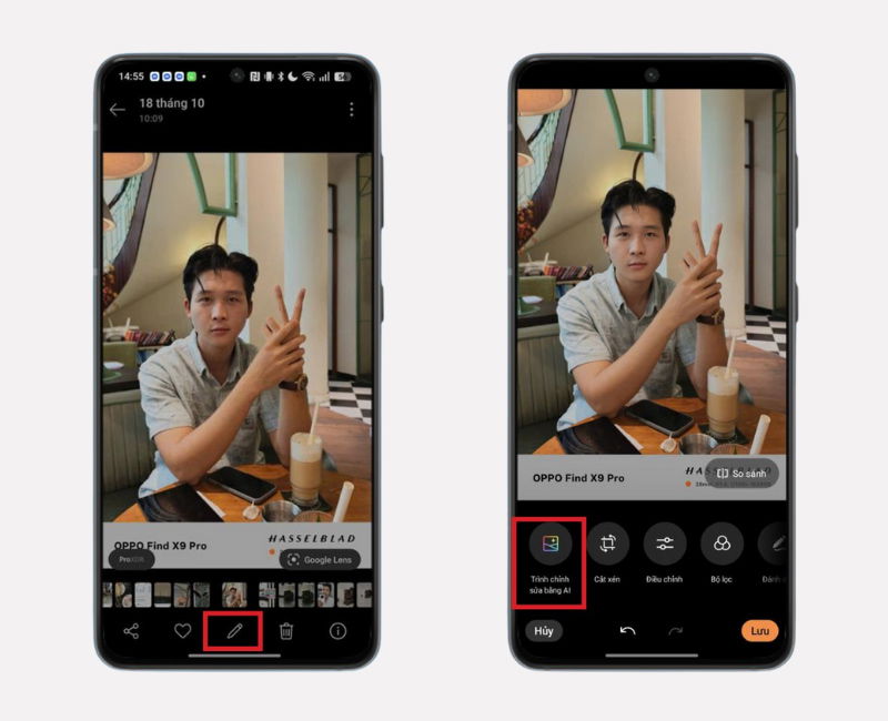 Nhấn vào biểu tượng hình cây bút để có thể chỉnh sửa ảnh