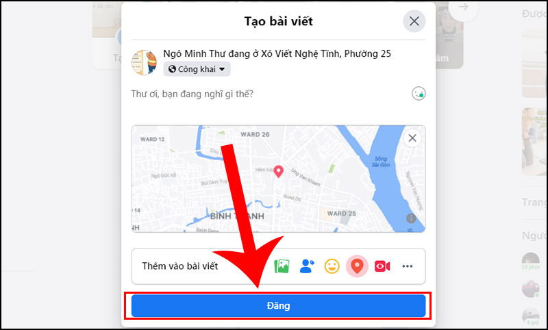 Xác nhận vị trí sẽ hiển thị