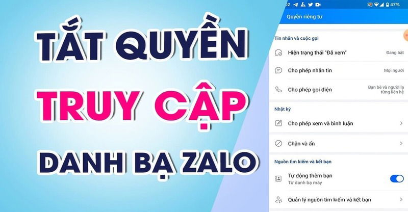 Tùy chọn tắt chức năng đồng bộ danh bạ trong cài đặt Zalo.