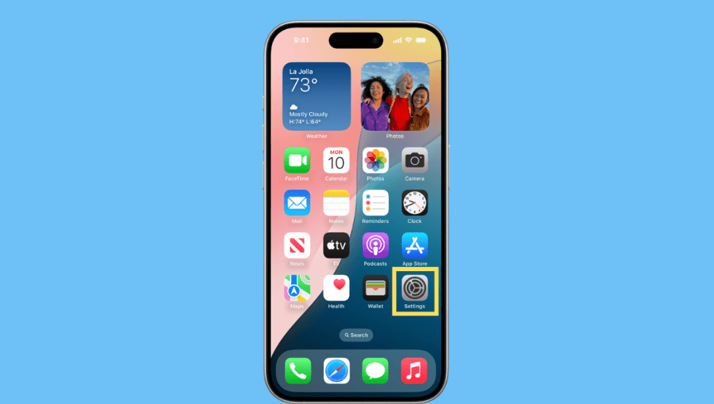 Chọn Cài đặt trên điện thoại