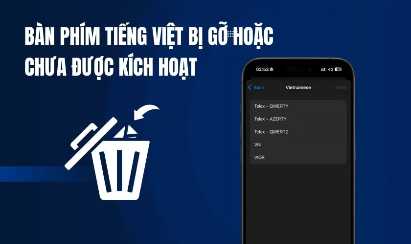 Bàn phím tiếng Việt bị xóa hoặc chưa được thêm vào hệ thống