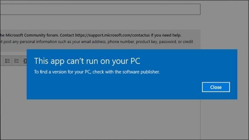 Phần mềm không tương thích Windows