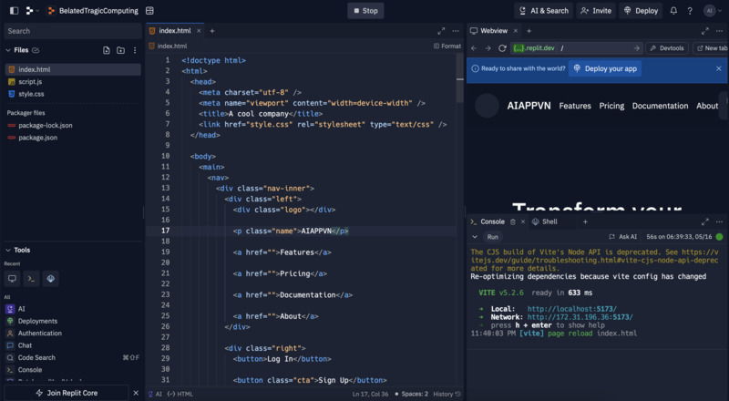 Các bước cơ bản tạo dự án và chạy code trên Replit