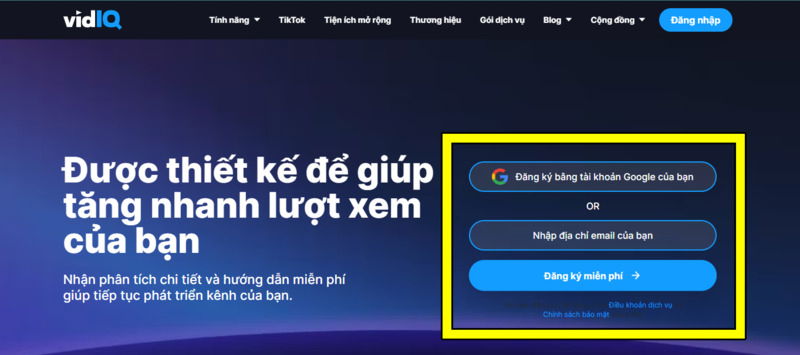 Hướng dẫn đăng ký tài khoản VidIQ 2025 nhanh chóng
