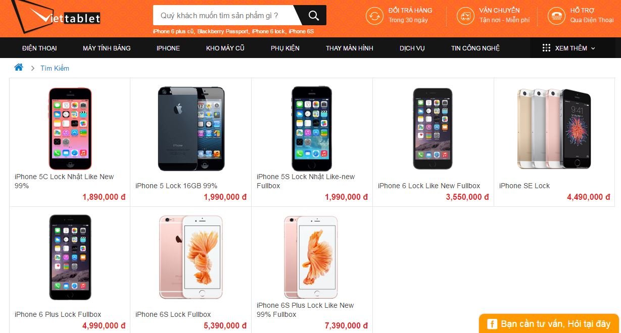Giá bán iPhone Lock tại Viettablet