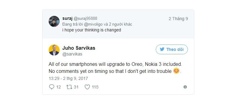 smartphone Nokia thời HMD đều được cập nhật Android 8 Oreo