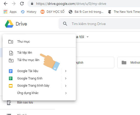 Tải thư mục hoặc tệp lên Google Drive