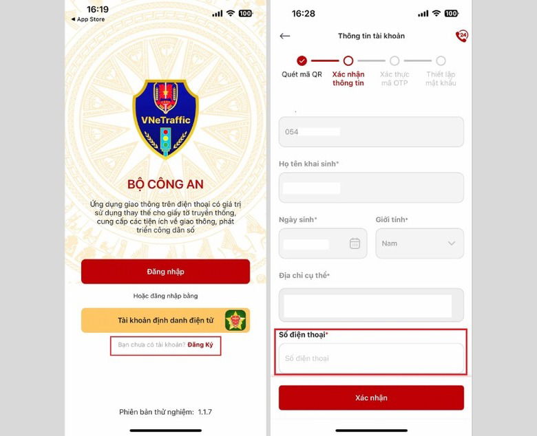 Đăng ký tài khoản tại ứng dụng VNeTraffic