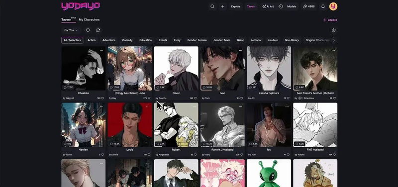 Yodayo – AI Chat dành cho cộng đồng anime